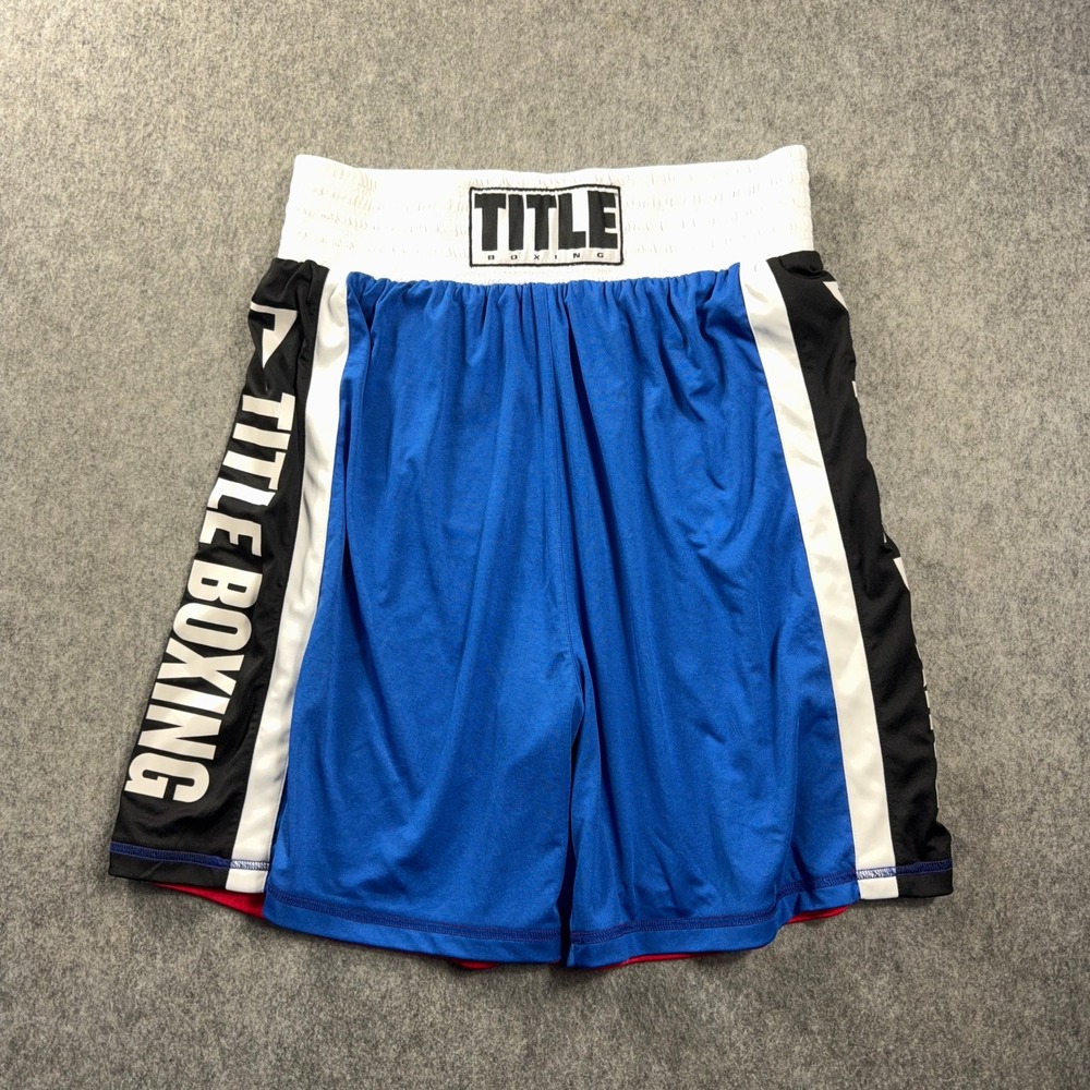 Title Boxing Trunks Shorts Men M/L Red Blue Reversible 7 Inseam MMA Gym No Size